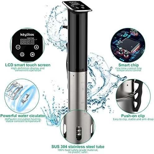 Keylitos Sous Vide Cooker Machine 1100W, IPX7 Waterproof Sous Vide Precision Cooker, Ultra-quiet Fast-Heating Immersion Circulator Precise Cooker with Accurate Temperature and Timer Control - Image 3