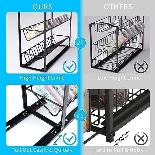 Pull Out 3-Tier Spice Rack - Sliding Organizer for Kitchen Cabinets, Under Sink Shelf, Slide Out Racks for Storage, Cabinet Organization in Kitchen, Heavy Duty Slide Out Seasoning Kitchen Organizer. - Image 5