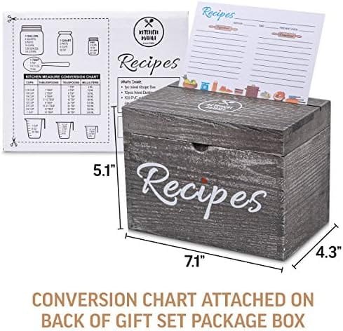 KitchenMania Wood Recipe Box with Cards,Wood Dividers 4x6 Vintage Style Set,100 Double Sided Recipe Cards,100 Recipe Card Protectors, Gift for Grandma Mom Women Wedding Bridal Shower Rustic Black - Image 8