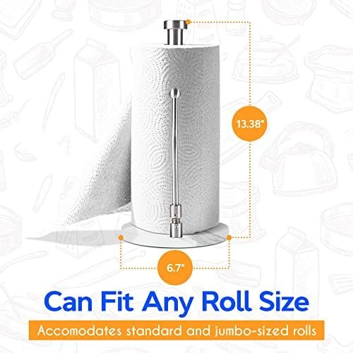 Skyway Goods - Stainless Steel Paper Towel Holder, Paper Towel Stand with Weighted Anti-Slip Base, Sleek Kitchen Countertop Paper Towel Holder, Space-Saving Paper Towel Holder, Light Marble Base - Image 6