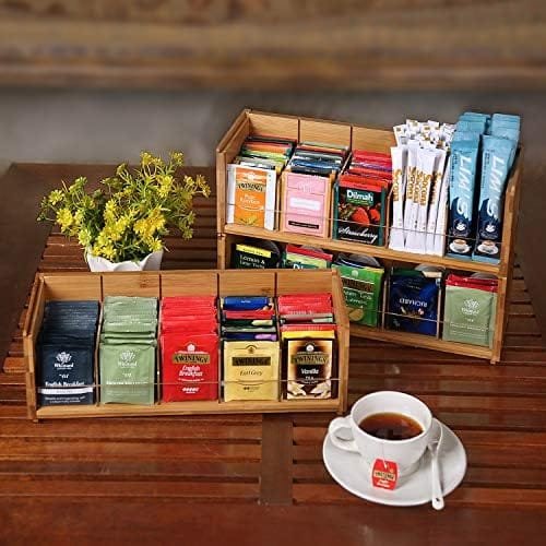 Bamboo-Tea-Bag-Organizer-Storage-Box-3-Tier-Stackable-Holder Tea Bag Box Natural Wood Wall Mount Tea Chests with Acrylic for tea bags Office Kitchen Cabinet Pantry - Image 5