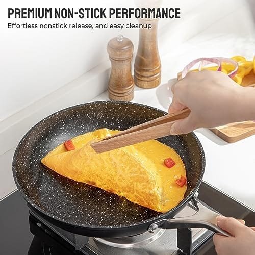 Induction Cookware Nonstick, BEZIA Pots and Pans Set for Induction Cooktop, Compatible with All Stoves, Dishwasher Safe Kitchen Cooking Pan Set with Frying Pans, Saucepans & Stockpot, 10-Piece - Image 4