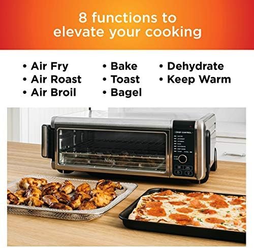 Ninja SP101 Digital Air Fry Countertop Oven with 8-in-1 Functionality, Flip Up & Away Capability for Storage Space, with Air Fry Basket, Wire Rack & Crumb Tray, Silver - Image 4