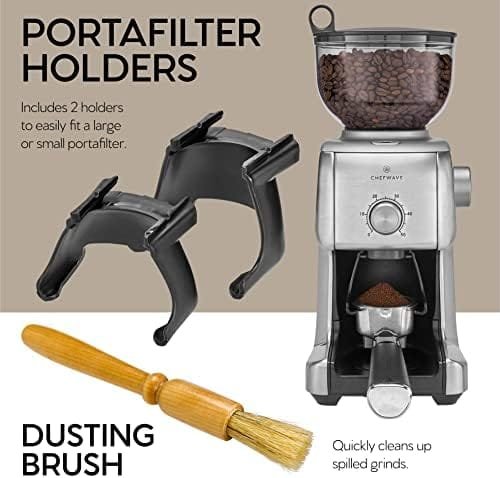 ChefWave Conical Burr Coffee Grinder - 16 Grind Settings Electric Coffee Bean Grinder - Die Cast Aluminum Housing - Scoop, Cleaning Brush - Coarse for French Press, Fine for Espresso - 2 to 10 Cups - Image 4