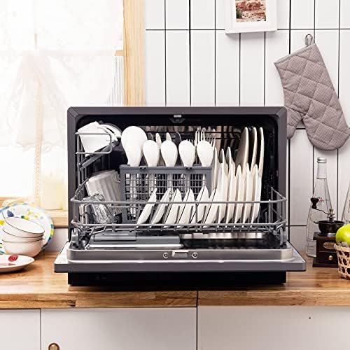 COSTWAY Countertop Dishwasher, 6 Place Settings Built-in Dishwasher with 72 H Preserve, Air Dry Function, LED Touch Control and 5 Washing Programs, Dish Washer for Small Apartments, Dorms, Boats, RVs - Image 3