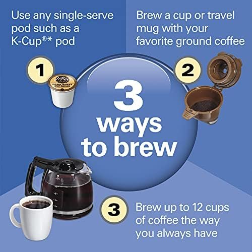 Hamilton Beach 49902 FlexBrew Trio 2-Way Coffee Maker, Compatible with K-Cup Pods or Grounds, Combo, Single Serve & Full 12c Pot, Black - Fast Brewing - Image 3