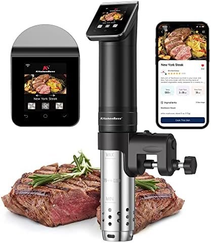 KitchenBoss WIFI Sous Vide Cooker: Ultra-Quiet Sous-vide Cooking Machine 1100 Watts Stainless Steel Immersion Circulator for Kitchen with TFT Preset Recipes, Black - Image 2