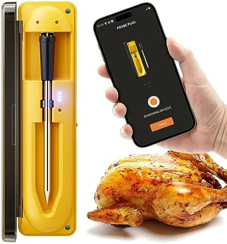 Wireless Meat Thermometer with 493FT Long Wireless Range, Instant Read Digital Food Thermometer, Smart APP Control, Charging Dock, Kitchen Thermometer for Roast, Oven, Grill, BBQ, Smoker, Rotisserie - Image 2