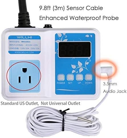 WILLHI WH1436A 10A Temperature Controller 110V Digital Thermostat Switch Sous Vide Controller NTC 10K Sensor Improved Version - Image 5