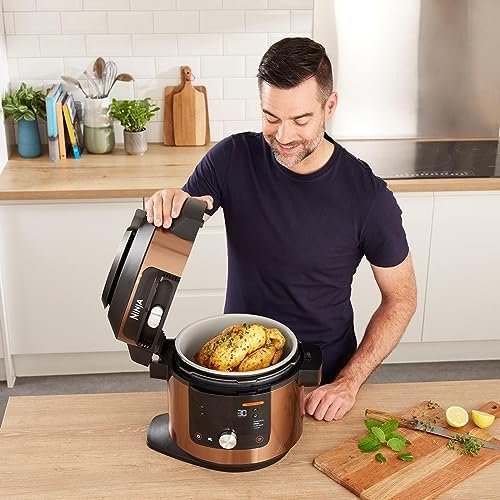 Ninja OL601 (OL601QCP-Copper/Black) Foodi XL 8 Qt. Pressure Cooker Steam Fryer with SmartLid, 14-in-1 that Air Fries, Bakes & More, with 3-Layer Capacity, 5 Qt. Crisp Basket & 45 Recipes (Renewed) - Image 5