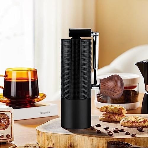 WhiteRhino Manual Coffee Grinder with Foldable Handle, Adjustable Stainless Steel Conical Burr Coffee Grinder, Double Bearing Positioning Hand Coffee Grinder for Espresso to French Press, Black - Image 9