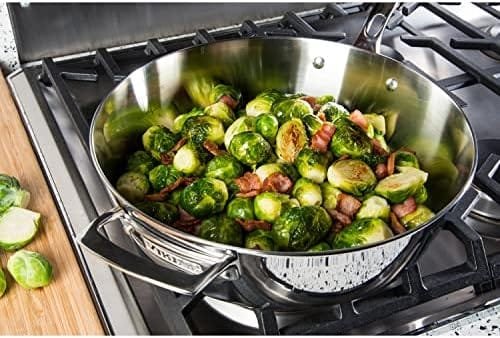 Viking Culinary Contemporary 3-Ply Stainless Steel Sauté Pan, 4.8 Quart, Includes Glass Lid, Dishwasher, Oven Safe, Works on All Cooktops including Induction - Image 6