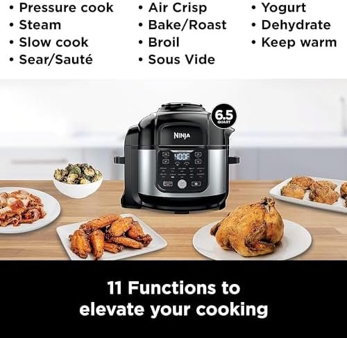 Ninja FD302 Foodi 11-in-1 Pro 6.5 qt. Pressure Cooker & Air Fryer that Steams, Slow Cooks, Sears, Sautés, Dehydrates & More, with 4.6 qt. Crisper Plate, Nesting Broil Rack & Recipe Book, Silver/Black - Image 4