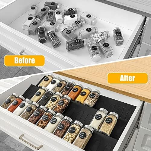 Famhap Spice Drawer Organizer, 6 Tier Expandable from 11.6" to 23.2" Seasoning Rack Tray Insert for Kitchen Drawers, Spice Rack Drawer for Spice Jars, Black(Jars not included) - Image 6