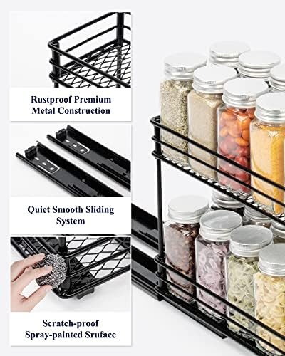 Kitsure Spice Rack 2 Packs - Durable Pull Out Spice Racks for Kitchen Cabinet, Easy-to-Install Spice Cabinet Organizers, 4.33''Wx10.23''Dx8.54''H Slide Out Spice Racks - Image 8