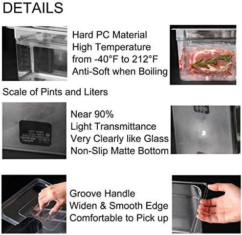 Sous Vide Container with Lid 11 Liter/12 Quarts for Virtually All Immersion Circulators Cookers Crystal Clear Transparent Polycarbonate Accessories Kit (12 Quats with Lid) - Image 5