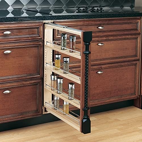 Rev-A-Shelf Pull Out Shelf Organizer for Base Kitchen or Bathroom Cabinets, Wood Filler Pantry Storage or Spice Rack, Maple, 3" x 23" x 30", 432-BF-3C - Image 6