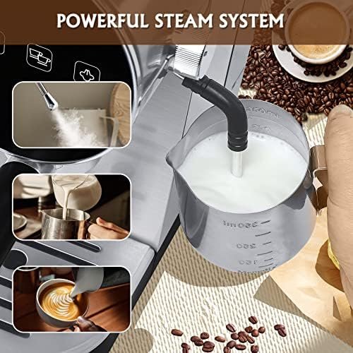 skyehomo Espresso Machine, 20 Bar Espresso Coffee Maker with Milk Frother Steamer, Espresso and Cappuccino latte Maker, Espresso Coffee Machine with Digital Touch Panel, 1250W, Stainless Steel - Image 6