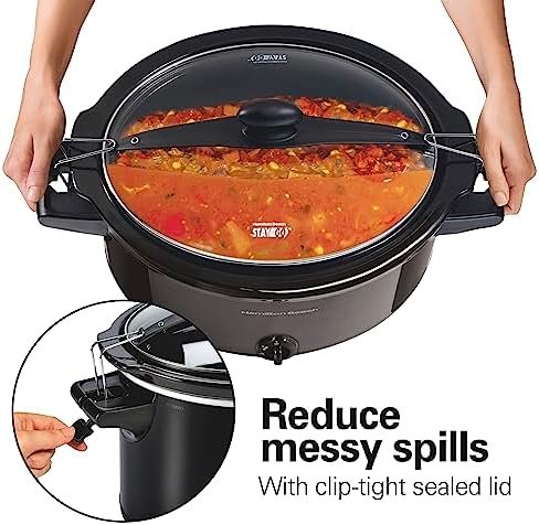 Hamilton Beach Slow Cooker, Extra Large 10 Quart, Stay or Go Portable With Lid Lock, Dishwasher Safe Crock, Black (33195) - Image 4
