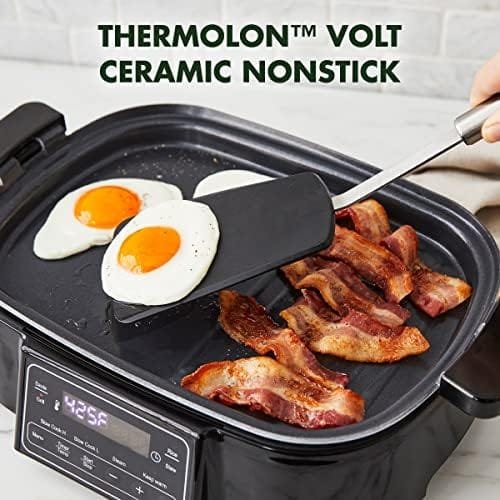 GreenPan 6.5QT Multi-Cooker Skillet Grill & Slow Cooker, 8-in-1 Presets to Saute,Steam, Grill, Stew, Stir-Fry,Heat, & Cook Rice, Healthy Ceramic Nonstick & Dishwasher Safe Parts, Matte Black - Image 3