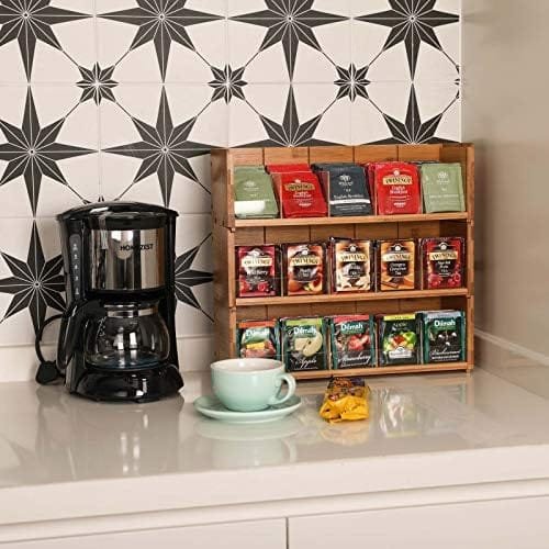 Bamboo-Tea-Bag-Organizer-Storage-Box-3-Tier-Stackable-Holder Tea Bag Box Natural Wood Wall Mount Tea Chests with Acrylic for tea bags Office Kitchen Cabinet Pantry - Image 6