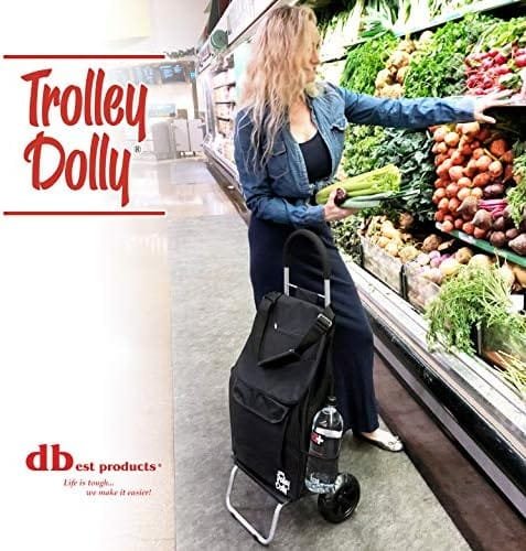 dbest products Trolley Dolly Black Foldable Shopping cart for Groceries with Wheels and Removable Bag and Rolling Personal Handtruck Standard - Image 7