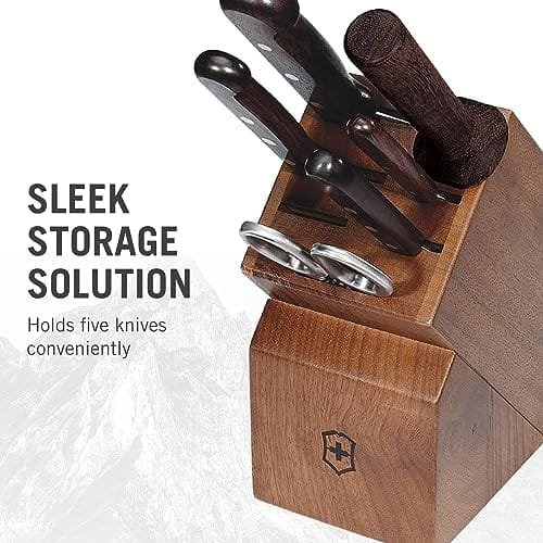 Victorinox Fibrox Pro 7-Piece Knife Block Set - Sturdy Knife Set with Beautiful Rosewood Storage Block - Image 4