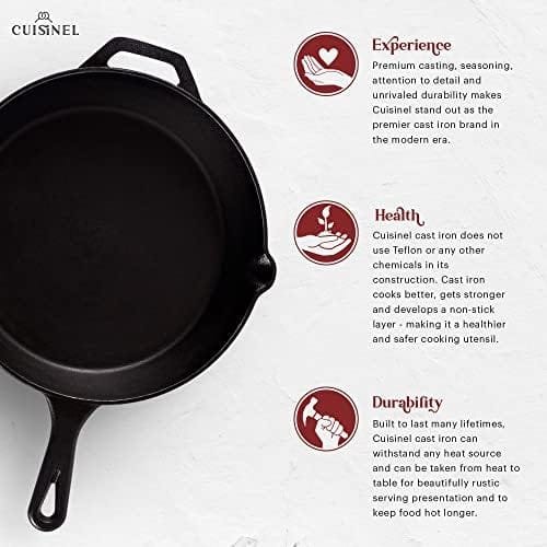 Cuisinel Cast Iron Skillet - 12-Inch Frying Pan with Assist Handle and Pour Spouts + Silicone Grip Holder Cover - Preseasoned Oven Safe Cookware - Indoor/Outdoor Use - Grill, Stovetop Safe - Image 3