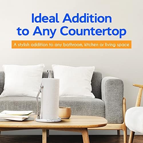 Skyway Goods - Stainless Steel Paper Towel Holder, Paper Towel Stand with Weighted Anti-Slip Base, Sleek Kitchen Countertop Paper Towel Holder, Space-Saving Paper Towel Holder, Light Marble Base - Image 7