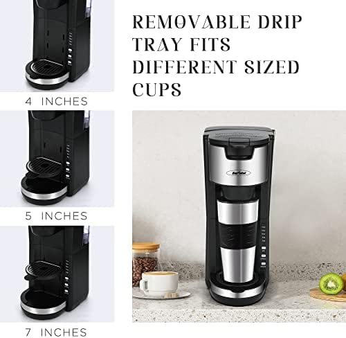 Sunvivi Single Serve Coffee Maker For Single Cup Pods & Ground Coffee with 30 Oz Detachable Reservoir, 3 levels One Cup Adjustable Drip Tray Suitable for 7" Travel Tumbler - Image 4