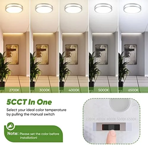36W LED Ceiling Lights for Bedroom Kitchen, 3600lm Super Bright, Dimmable Flush Mount Light Fixtures 6500K/5000K/4000K/3000K/2700K Adjusted Modern Lamps 2PACK, 13 Inch, Nickle - Image 7