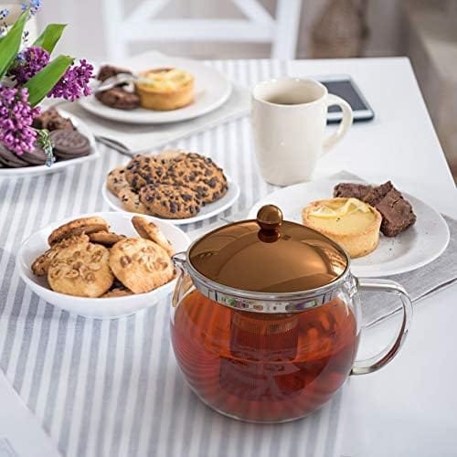 bonVIVO TEMPA Tea Infuser - Removable Stainless Steel Strainer, Teapot with Tea Diffuser for Loose Leaf Tea or Detox Teas, Heat Resistant Borosilicate Glass With Lid In Copper Finish, 1.60QT - Image 7