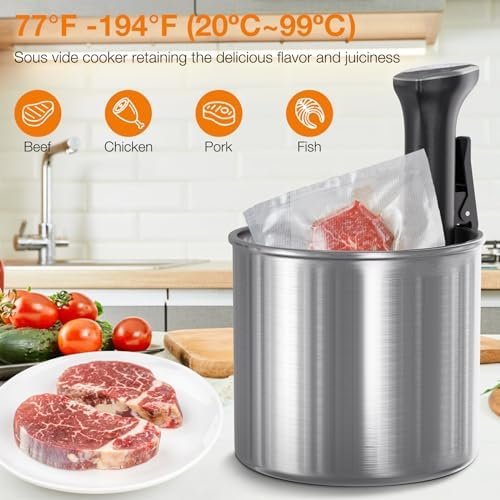 Upesitom Sous Vide Machine, 1100W Upgraded WIFI Sous Vide Cooker Ultra-quiet Working Cooker Immersion Circulator with Recipes(App Included), Accurate Temperature, Digital Timer, IPX7 Waterproof - Image 6