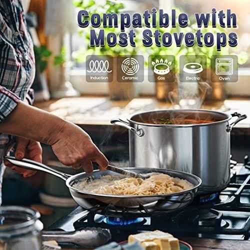 Cooks Standard 10 Piece Multi-Ply Clad Cookware Set, Stainless Steel - Image 4