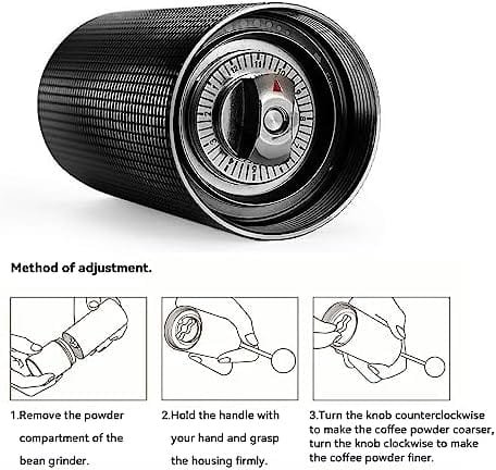 WhiteRhino Manual Coffee Grinder with Foldable Handle, Adjustable Stainless Steel Conical Burr Coffee Grinder, Double Bearing Positioning Hand Coffee Grinder for Espresso to French Press, Black - Image 6