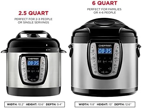 Chefman 2.5 Qt. Electric Multicooker, 9-in-1 Programmable Pressure Cooker, Prepare Dishes in an Instant, Aluminum Pot Multifunctional Slow Cooker, Rice Cooker/Steamer, Sauté, Soup Maker - Image 6