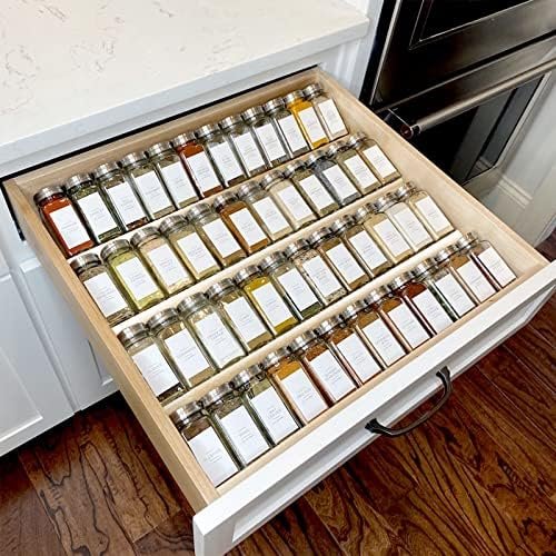 Clear Acrylic Spice Drawer Organizer, 4 Tier- 2 Set Expandable From 13" to 26" Seasoning Jars Drawers Insert, Kitchen Spice Rack Tray for Drawer/Countertop (Jars not included) - Image 2