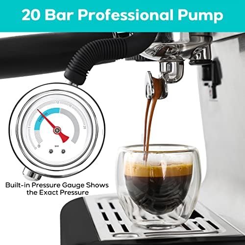 CASABREWS Espresso Machine With Grinder, 20 Bar Professional Espresso Maker With Milk Frother Steam Wand, Barista Cappuccino Machine With Removable Water Tank for Lattes, Stainless Steel Gift, Black - Image 4