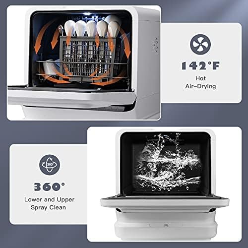 COSTWAY Portable Countertop Dishwasher, Compact Dishwasher with 7.5 L Built-in Water Tank, 360° Dual Spray Arms, 5 Washing Programs, Air-Dry Function, Child Lock, Mini Dishwasher for Apartment, RV - Image 6