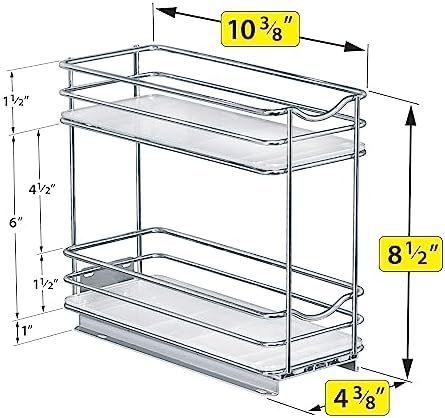 LYNK PROFESSIONAL® Pull Out Spice Rack Organizer for Cabinet - Lifetime Limited Warranty - Slide Out Rack - 4-1/4 inch Wide Sliding Spice Organizer Shelf - Double, Chrome - Image 6