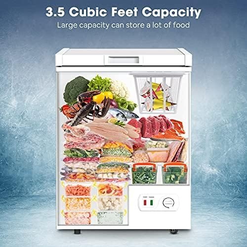 LifePlus Chest Freezer, Compact Deep Freezer 7 Adjustable Temperature with Removable Basket, Top Open Door Freezer Upright for Apartment Home (3.5 cu.ft.) - Image 4