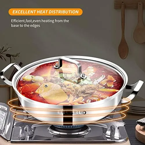 Delarlo Tri-Ply Stainless Steel 11 inch Uncoated Cookware Everyday Pan with Glass Lid,kitchen everything pan, Chef's Pans,Induction Cooking Pot, Stock Pot - Image 7