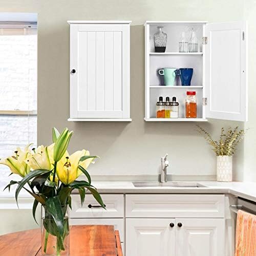Yaheetech Bathroom Wall Cabinet, Medicine Cabinet with 2 Adjustable Shelves and Single Door, Bathroom Storage Cabinet Wall Mounted MDF Board for Bathroom, Kitchen, Laundry Room, White - Image 10