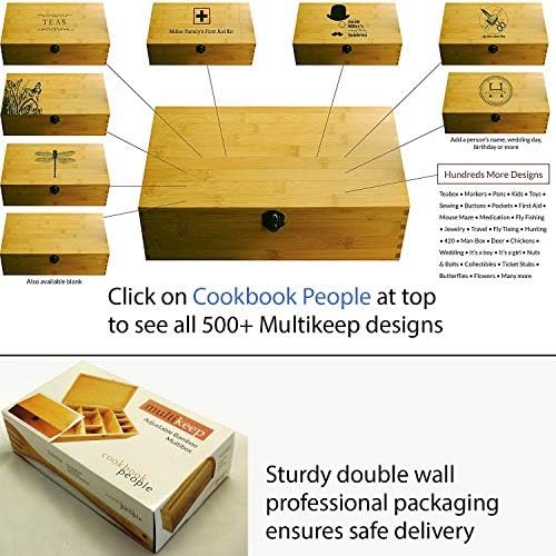 Cookbook People Multikeep Adjustable Tea Box 128 Tea Bag Storage Organizer Bamboo Latching Lid (Tea Filigree) - Image 7