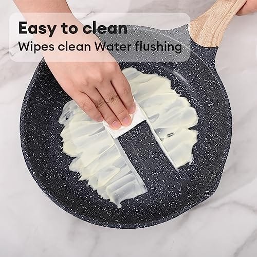 JEETEE Nonstick Pan, Nonstick Stone Frying Pan, Nonstick Omelette Skillet with Soft Touch Handle, 3-Piece Cookware Set Induction Compatible -8 Inch-9.5 Inch-11 Inch, Grey - Image 6