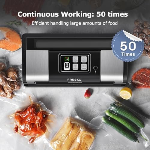 FRESKO Smart Vacuum Sealer Pro, Full Automatic Food Sealer Machine with Auto Dry/Moist Detection, Roll Bag and Built-in Cutter, Powerful Seal a Meal Sealer Machine for Food Stoarge and Saver - Image 3