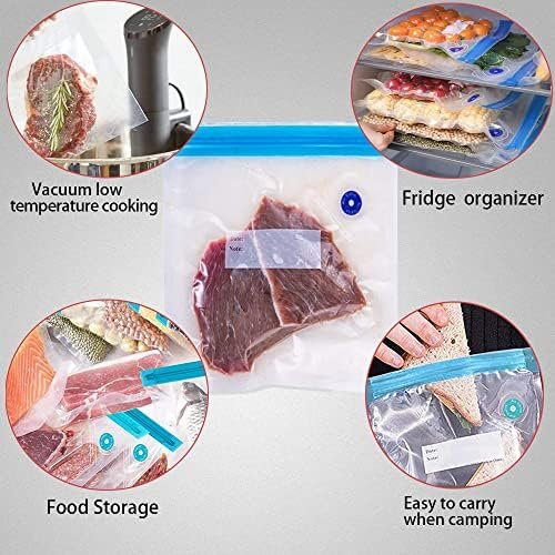 Sous Vide Bags 22 Pack Reusable Vacuum Food Storage Bags Kit, with 3 Sizes Vacuum Food Bags,1 Hand Pump, 4 Sealing Clips for Food Storage and Sous Vide Cooking - Image 4