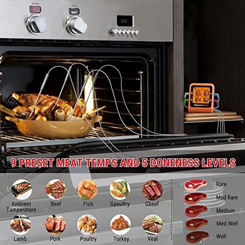 ThermoPro TP930 650FT Wireless Meat Thermometer, Bluetooth Meat Thermometer with 4 Color-Coded Meat Probes, Grill Thermometer with Timer, Commercial Cooking Tools & Utensils Meat Thermometer Wireless - Image 7
