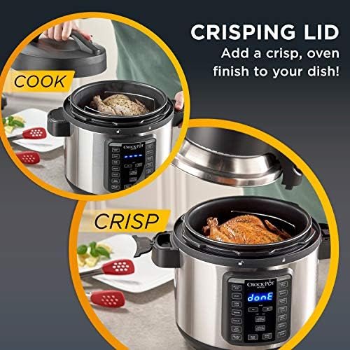 Crock-pot SCCPPA800-V1 Express Crisp 8-Quart Pressure Cooker Includes Air Fryer Lid, Stainless Steel - Image 4