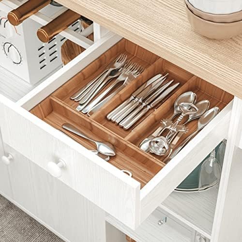 IRONCK Rolling Kitchen Island Cart with Drop-Leaf and Wine Rack, Microwave Rack Serving Cart on Wheels with Drawer & Shelves & Spice Rack & Cup Hanging, White - Image 8